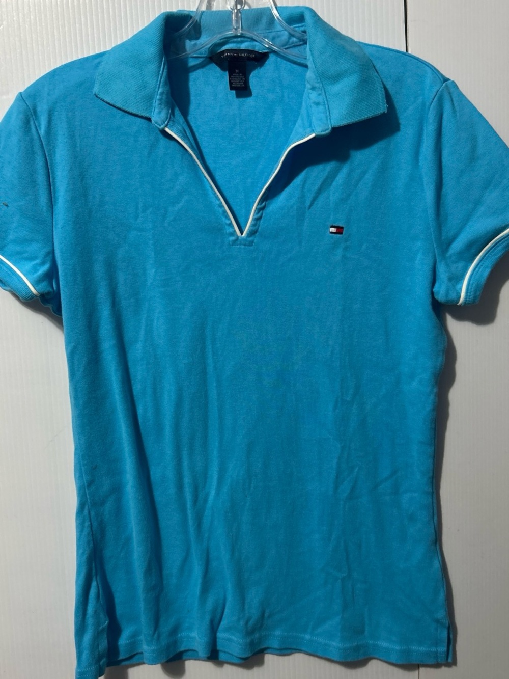 Tommy Hilfiger Turquoise Short-Sleeve Polo with White Trim